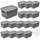 15 Pcs Plastic Storage Baskets Lid 7.4 Qt Organizing Woven Basket 30 Stickers - Brand New