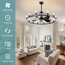 COCOSTAR Wagon Wheel Ceiling Fan with Lights Large Farmhouse Ceiling Fan - Brand New