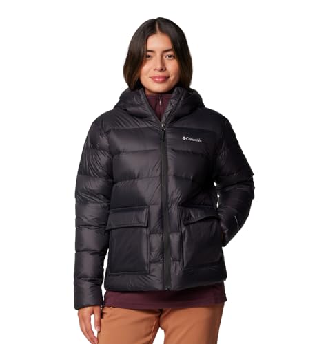 COLUMBIA WOMEN'S HARMONY FALLS HOODED DOWN JACKET, BLACK, SMALL - Brand New