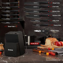 Astercook 15 Piece Knife Set Sharpener Block German Stainless Steel - BLACK - Like New