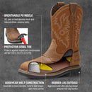 HISEA NINGO MEN STEEL TOE WORK BOOTS WATERPROOF SQUARE TOE LEATHER - 8.5 - BROWN - Brand New