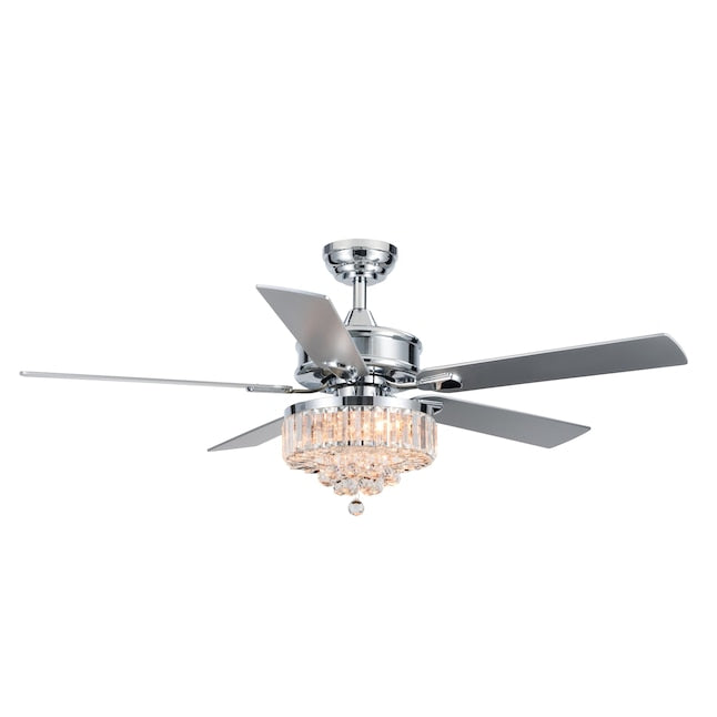CO-Z 52-IN CHANDELIER CEILING FAN WITH LIGHT AND REMOTE ( 5 -BLADE ) - SILVER - Like New