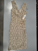 ELIZA J WOMEN'S SEQUINED FAUX-WRAP SHEATH DRESS - SIZE: WOMEN 6 - GOLD - Brand New