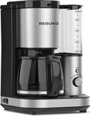 BEGUKO Coffee Maker Grinder 10 Cups Brew Removable reservoir CF003 - Silver - Like New