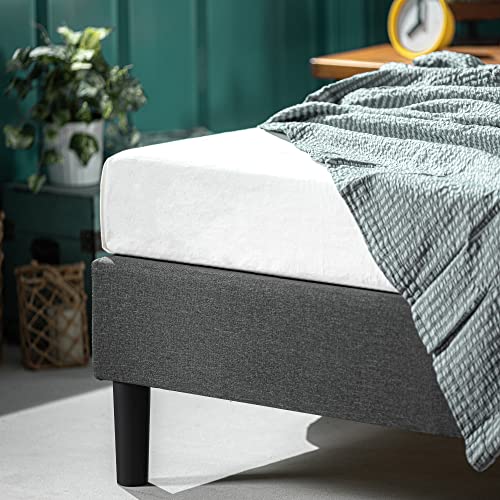 ZINUS CURTIS UPHOLSTERED PLATFORM BED FRAME - QUEEN - GRAY - Like New
