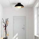 1-Light Flush Mount Ceiling Light White Opal Glass Shade B0C78DQPYR - Black - Brand New