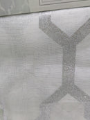 HOME MAISON GEOMETRIC WINDOW CURTAIN, 37X84 (2 PIECES), WHITE-SILVER - Brand New