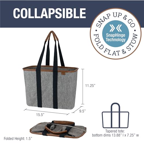CLEVERMADE COLLAPSIBLE LUXE TOTE HEATHER GRAY/BLACK 20L 5 GAL STRUCTURED TOTE - Like New
