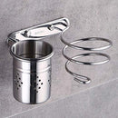 DUSAHDSG 2 INSTALLATION METHODS HAIRDRYER SPIRAL HOLDER RACK BATHROOM - SILVER - Like New