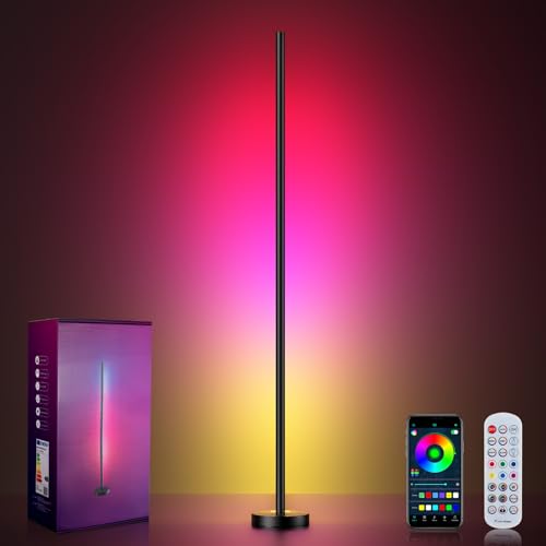 OIYN SMART RGBICW LED CORNER FLOOR LAMP - 16 MILLION DIY COLORS - BLACK/WHITE - Like New