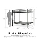 DHP FULL OVER FULL METAL BUNK BED, SPACE-SAVING KIDS STURDY FRAME - BLACK - Brand New