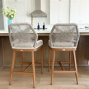 PURPLE LEAF Outdoor Counter Height Bar Stools Chair Set of 2 Modern Patio Metal - Like New