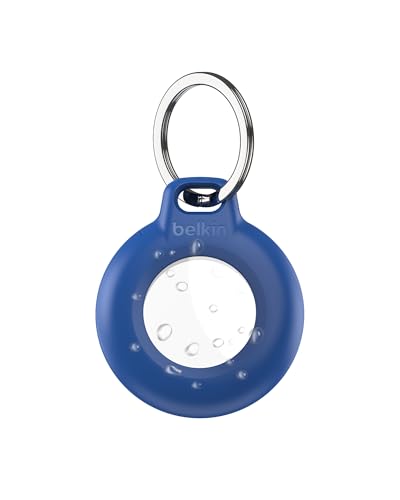 BELKIN AIRTAG SECURE HOLDER WITH KEY RING BELKIN WATERPROOF KEYCHAIN BLUE - Brand New