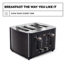 CRUX 4-SLICE TOASTER WITH EXTRA WIDE SLOTS & 6 SETTING SHADE CONTROL - BLACK - Like New