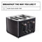 CRUX 4-SLICE TOASTER WITH EXTRA WIDE SLOTS & 6 SETTING SHADE CONTROL - BLACK - Like New