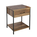 MAPLELIFE Nightstand Simple Side Table, Teak Color Nightstand Knock Down - Brand New