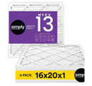 SIMPLY FILTERS 16 IN. X 20 IN. X 1 PLEATED FURNACE AIR FILTER (6-PACK) - WHITE - Like New