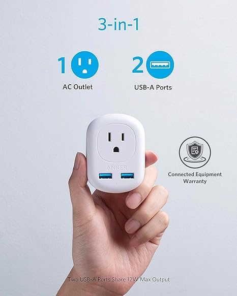 Anker European Travel PowerExtend USB Plug Power Adapter A9211 - White Like New