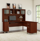 Bush Furniture Somerset L Shaped Desk With Hutch 72"W WC81731 - Hansen Cherry Like New