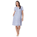 ARIA WOMEN’S SHORT SLEEVE SPLIT NECK HENLEY NIGHTGOWN SIZE: 3X BRIGHT WHITE LEAF - Brand New