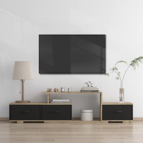 Modern TV Stand with Quick Assemble Drawers W67943606 - Black/Brown - Like New