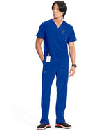Infinity Cherokee V- Neck Men's Scrub Top with Rib Knit CK900A Galaxy Blue XL - Brand New