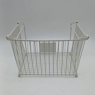 GENERIC STACKABLE WIRE BASKET WITH LABEL HOLDERS LENGTH 11 X 10 X 7 - WHITE - Like New
