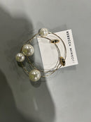 REBECCA MINKOFF GOLD HOOP EARRINGS WITH PEARLS - GOLD - Brand New