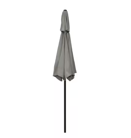 ASTELLA 9 FT. STEEL MARKET PUSH TILT PATIO UMBRELLA IN POLYESTER TAUPE - GRAY - Like New