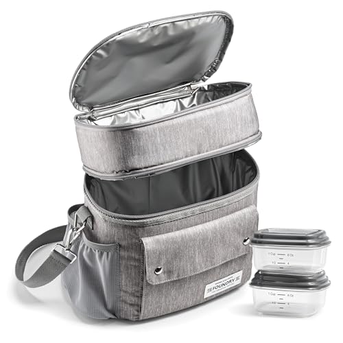 FIT & FRESH FOUNDRY DUAL COMPARTMENT LUNCH BAG INSULATED - GRAY - Brand New