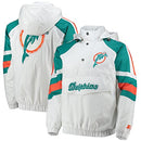 Starter Men's White/Aqua Miami Dolphins Thursday Night Lights Half-Snap Hoodie - Brand New