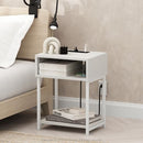 FURINNO MORETTI SIDE TABLE, 3-TIER END TABLE, METAL FRAME NIGHT STAND - WHITE - Like New