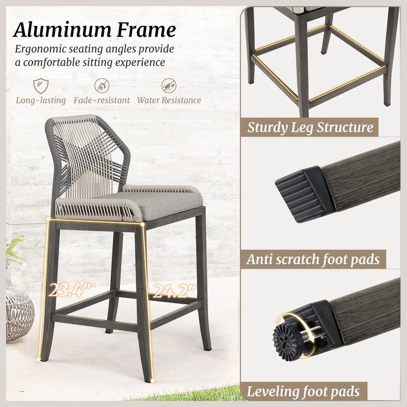 DYCANPO 26.5''H OUTDOOR COUNTER HEIGHT CHAIRS, SET OF 4 - SLATE GRAY - Like New