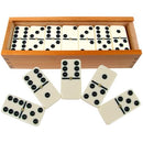 GENERIC PREMIUM SET OF 28 DOUBLE SIX DOMINOES WITH WOOD CASE, BROWN - Brand New