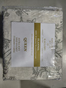 KATHY IRELAND HOME 100% TURKISH COTTON FLANNEL 4PC SHEET SET, QUEEN - GRAY TOILE - Brand New