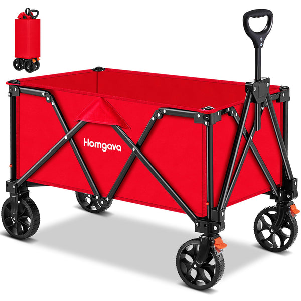 HOMGAVA COLLAPSIBLE FOLDING WAGON HEAVY DUTY WITH WHEELS NYX07-033-RED - RED - Like New