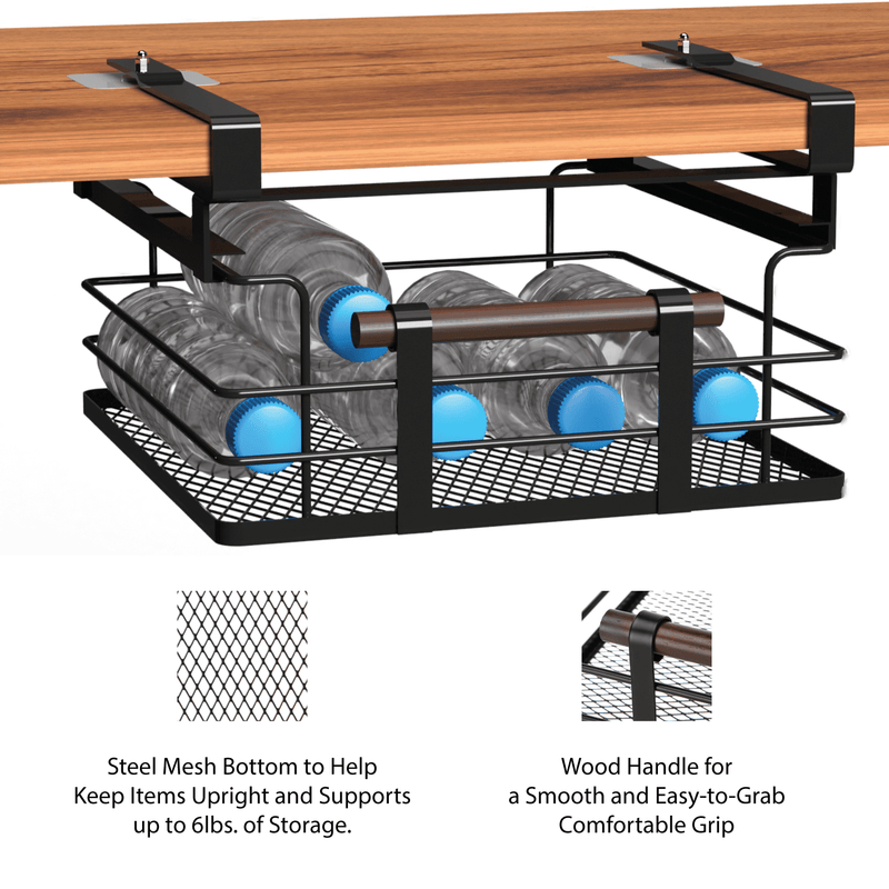HOME ZONE 11"W STEEL MESH BASKET UNDER SHELF CABINET PULL-OUT - BLACK - Like New