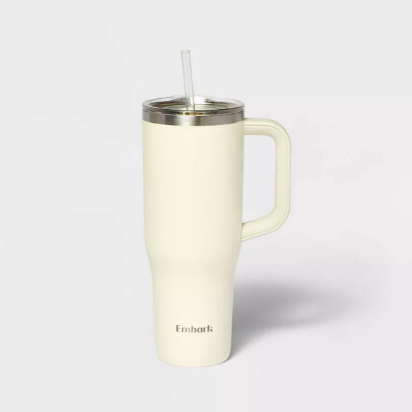 EMBARK 40OZ STAINLESS STEEL STRAW TUMBLER - CREAM - Scratch & Dent