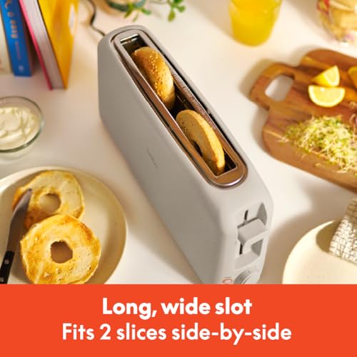 BELLA 2 SLICE SLIM TOASTER, 6 SETTING SHADE CONTROL, T30184, OATMILK - Like New