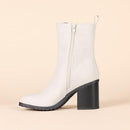 AMAZON ESSENTIALS WOMEN'S MID CALF HEELED CHELSEA BOOTS LUG SOLE - SIZE 6, SAND - Brand New