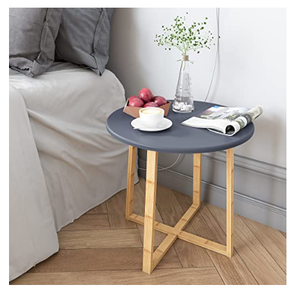 BAMEOS SIDE TABLE MODERN NIGHTSTAND ROUND SIDE END ACCENT COFFEE TABLE - GRAY - Like New