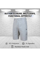 BLUE ROCK JUMP START MEN’S 6-POCKET ALL MOTION STRETCH SHORTS - SIZE: 36 - GRAY - Brand New