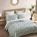 Tommy Bahama Queen Quilt Set Reversible Cotton Bedding Matching Shams - Green - Brand New