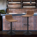 FINNHOMY BAR STOOL SWIVEL ADJUSTABLE SET OF 2 VINTAGE LEATHER - RETRO BROWN - Like New