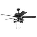 PARROT UNCLE URBANA 5 BLADE CEILING FAN WITH LIGHT KIT-20.32 INCH - MATTE BLACK - Like New