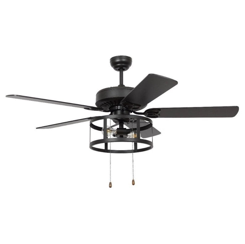 PARROT UNCLE URBANA 5 BLADE CEILING FAN WITH LIGHT KIT-20.32 INCH - MATTE BLACK - Like New