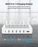 SOOPII 60W 6-PORT CHARGING STATION FOR MULTIPLE DEVICES CS60 - WHITE Like New