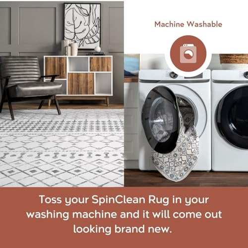 NULOOM 6' ROUND SPINCLEAN MACHINE RUG BIRV19A - GRAY - Like New