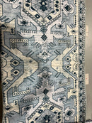 KATHY IRELAND HOME FLANNEL PLUSH AREA RUG 30X72 2.5FTX6FT - BLUE/WHITE/BEIGE - Like New