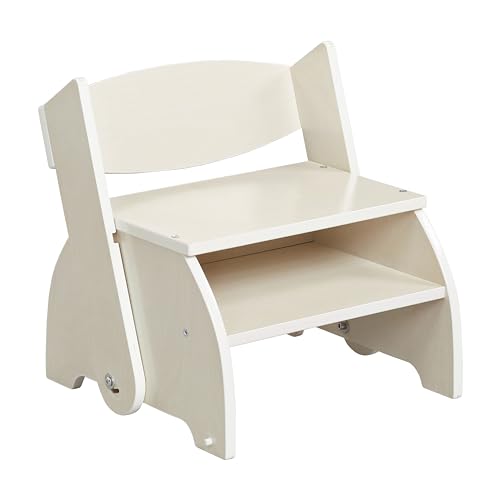 ECR4KIDS FLIP-FLOP STEP STOOL AND CHAIR KIDS FURNITURE, ELR-14444-WW, WHITE WASH Like New